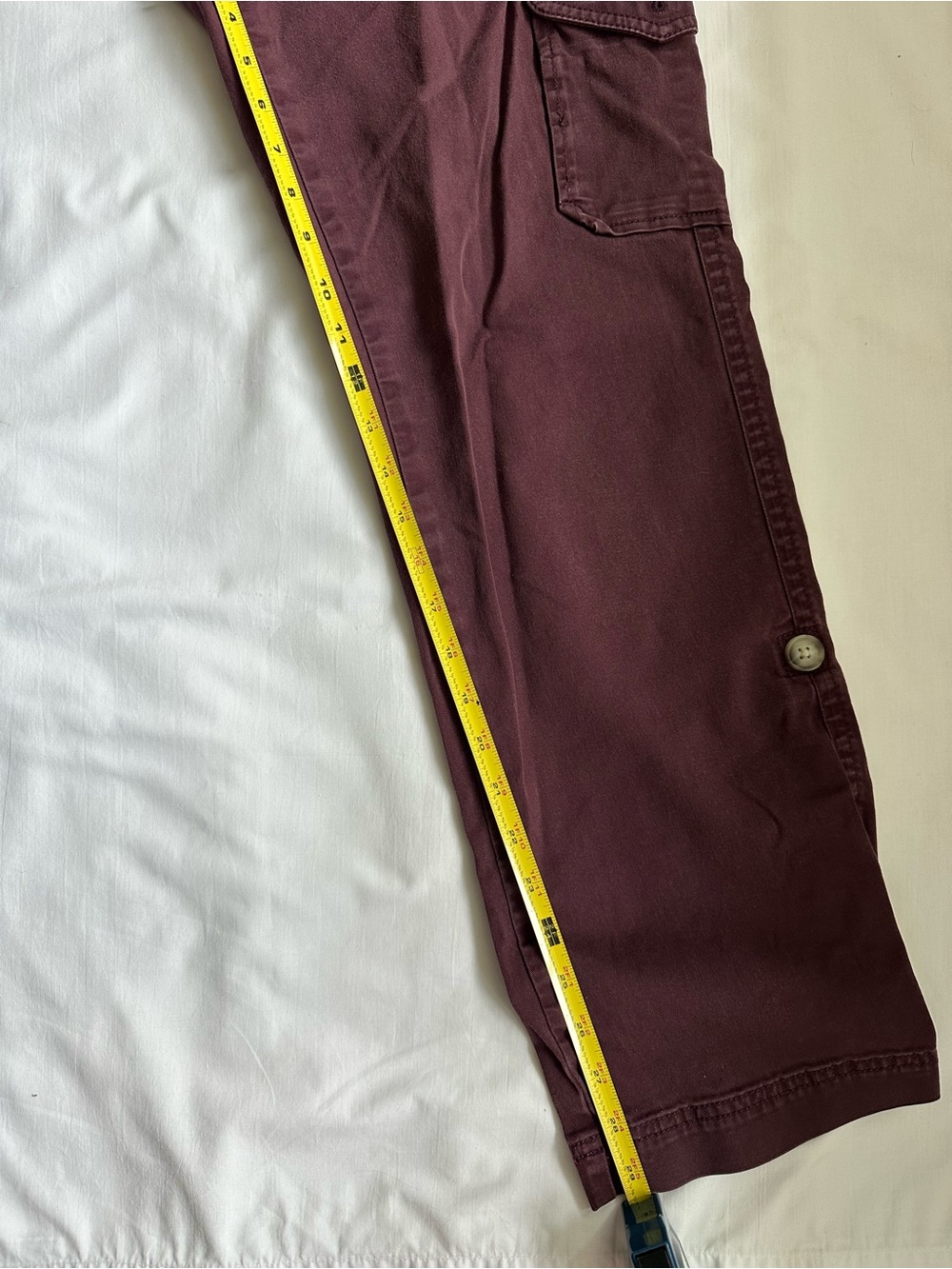 LL Bean Favorite Fit Roll Up Drawstring Cargo Pants in Plum Burgundy - Picture 7 of 10